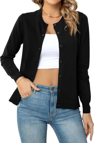 Women's Button Down Open Front Cardigan Sweaters Crew Neck Long Sleeve Outfits Fall Fashion 2025 Clothing in Saudi Arabia
