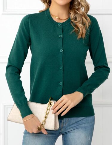 Women's Button Down Open Cardigan Swegants Crew Neck Studs Long Sleeve Fall Fashing 2025 الملابس in Kuwait