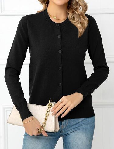 Women's Button Down Open Front Cardigan Sweaters Crew Neck Long Sleeve Outfits Fall Fashion 2025 Clothing in Saudi Arabia