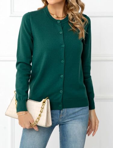 Women's Button Down Open Cardigan Swegants Crew Neck Studs Long Sleeve Fall Fashing 2025 الملابس in Kuwait