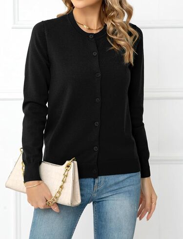 Women's Button Down Open Front Cardigan Sweaters Crew Neck Long Sleeve Outfits Fall Fashion 2025 Clothing in Saudi Arabia