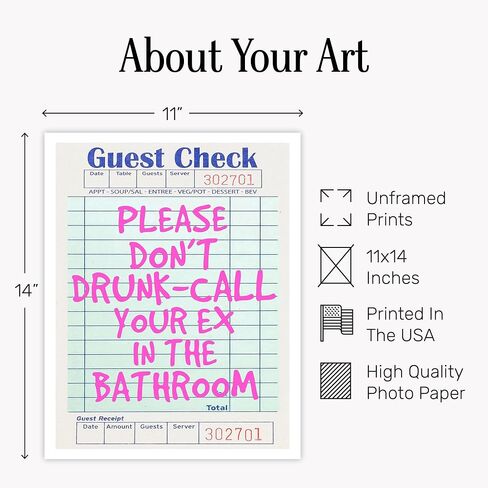 Preppy Bathroom Wall Art for Women - funny Trendy Guest Bath Wall Decor - Pink Retro Modern Bathroom Accessories - Bathroom Pictures Restroom Sign - Cute small Bathroom Decor - Powder room Decorations in Kuwait