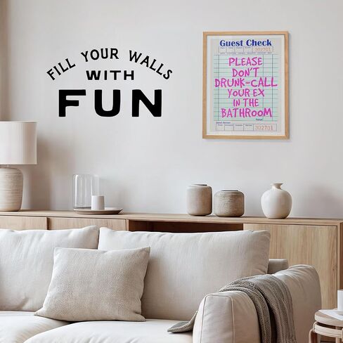 Preppy Bathroom Wall Art for Women - funny Trendy Guest Bath Wall Decor - Pink Retro Modern Bathroom Accessories - Bathroom Pictures Restroom Sign - Cute small Bathroom Decor - Powder room Decorations in Kuwait
