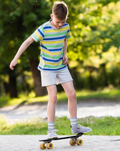 8 Pairs Kids Stripe Socks Cotton Crew Socks Colorful Retro Stripe Athletic Hosiery for School Kids in Kuwait