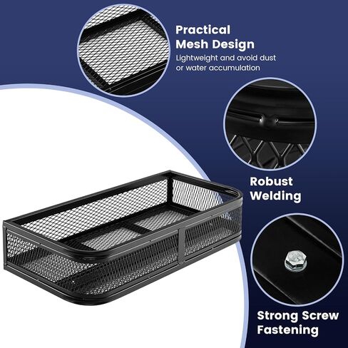 IRONMAX ATV Front Cargo Basket, Heavy Duty Steel Luggage Storage Carrier Box w/ 6.5’’ Protective Rail, Easy to Install, ATV/UTV Cargo Rack Accessories, 36.5’’L x 17.5’’W x 6.5’’H in Saudi Arabia