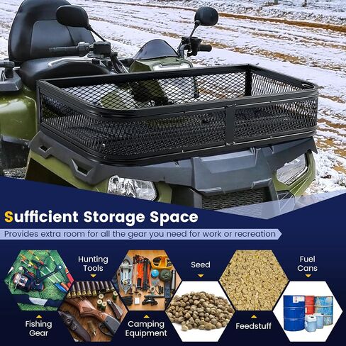 IRONMAX ATV Front Cargo Basket, Heavy Duty Steel Luggage Storage Carrier Box w/ 6.5’’ Protective Rail, Easy to Install, ATV/UTV Cargo Rack Accessories, 36.5’’L x 17.5’’W x 6.5’’H in Saudi Arabia