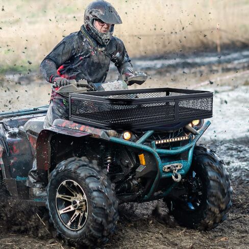 IRONMAX ATV Front Cargo Basket, Heavy Duty Steel Luggage Storage Carrier Box w/ 6.5’’ Protective Rail, Easy to Install, ATV/UTV Cargo Rack Accessories, 36.5’’L x 17.5’’W x 6.5’’H in Saudi Arabia