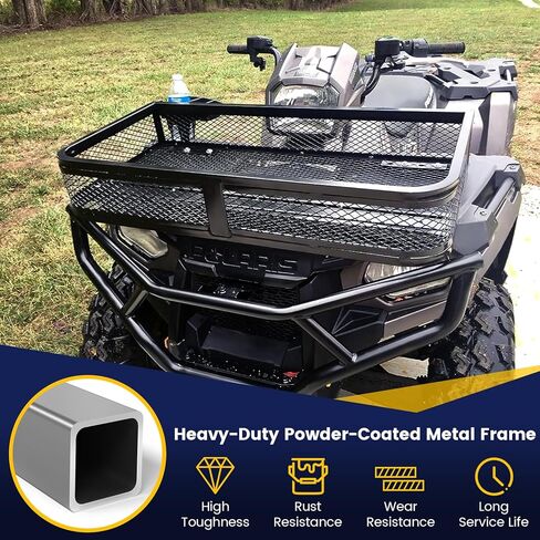 سلة الشحن الأمامية Ironmax ATV ، مربع ناقل تخزين الأمتعة الصلب الثقيلة مع 6.5 '' سكة واقية ، سهلة التثبيت ، ملحقات رف شحن ATV/ UTV ، 36.5'l × 17.5''W × 6.5'H in Kuwait