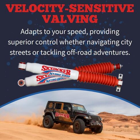 Pair of Hydro 7000 Series Rear Hydraulic Action Shocks fits 2007 2018 Wrangler JK & Rubicon 2WD 4WD with 2-3.5" Rear Lift | Durable Construction | Velocity-Sensitive Valving in Saudi Arabia