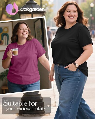 3 حزمة Pack Women's Plus Size Short Sleeve T-Shirt Crew Neck Vore in Saudi Arabia