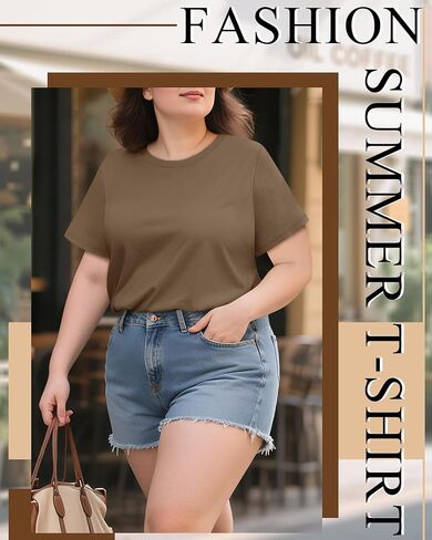 3 Pack Plus Size Women's T-Shirts Crew Neck Short Sleeve Tops Loose Fit Casual Summer Basic Plain Tees in Saudi Arabia