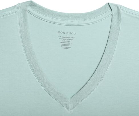 MON CHOU Women’s Premium Organic Pima Cotton V-Neck T-Shirt – Soft, Sustainable, Short Sleeve Relaxed Fit Everyday Tee in Kuwait