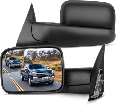 SCITOO Towing Mirrors Compatible With 1994-2001 For Dodge For Ram 1500 2002 For Dodge For Ram 2500 For Dodge For Ram 3500 A Pair With Manual Adjusted No Heated No Turn Signal Light Black Housing in Saudi Arabia