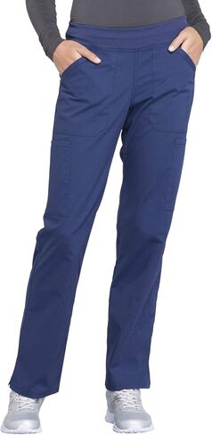 Women Scrubs Set Workwear Professionals WW665 V-Neck Top & WW170P Mid Rise Straight Leg Pull-on Cargo Pant, Navy- S Top/M Petite Pant in Saudi Arabia
