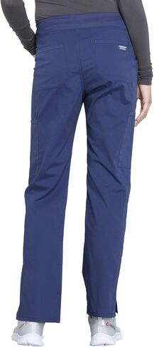 Women Scrubs Set Workwear Professionals WW665 V-Neck Top & WW170P Mid Rise Straight Leg Pull-on Cargo Pant, Navy- S Top/M Petite Pant in Saudi Arabia