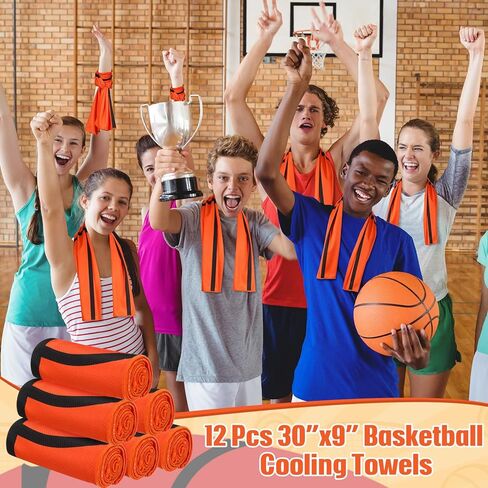 Peryiter 12 Pcs Mini Cooling Towel, 30" x 9" Baseball Softball Soccer Golf Sweat Towel, Breathable Chilly Towel, Microfiber Sport Towels for Team Gym Running Play Coach Gift(Softball,Yellow and Red) in Kuwait