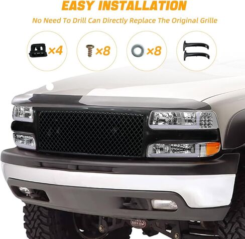 Chrome Vertical Front Grille Compatible For 1999-2002 Silverado 1500, ABS Plastic Luxury Sport Vertical Style Front Hood Grills Trim Insert Replacement GM1200490 19131244 in Saudi Arabia