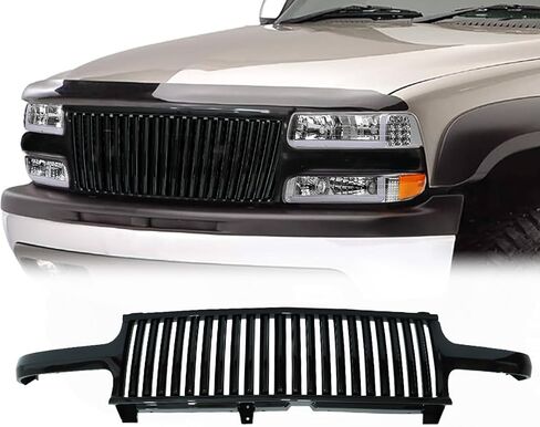 Chrome Vertical Front Grille Compatible For 1999-2002 Silverado 1500, ABS Plastic Luxury Sport Vertical Style Front Hood Grills Trim Insert Replacement GM1200490 19131244 in Saudi Arabia
