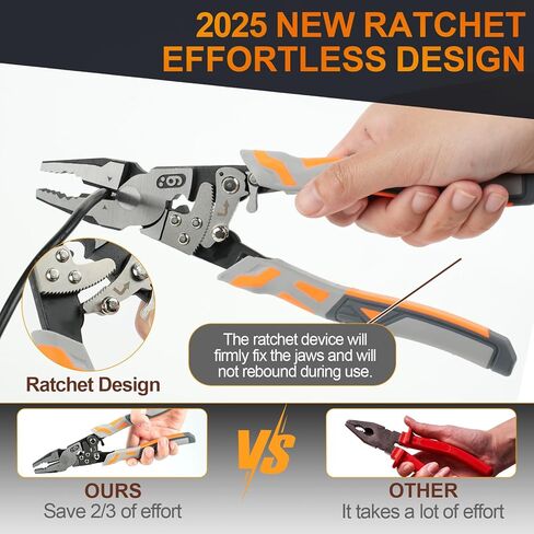 Ratchet Wire Plier - قطع الأسلاك لأسلاك الأسلاك والأسلاك ، تم تزويرها من 55 من الصلب ، مقبض قفل Pliers Professional in Kuwait