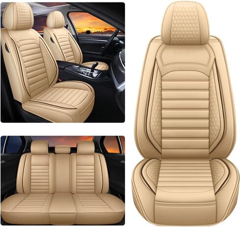 Car Seat Cover for BMW 550 2006-2026,Waterproof,Abrasion-Resistant,Scratch-Resistant Full Set of Leather Seat Cushion Protectors,Airbag Compatible,Beige in Saudi Arabia