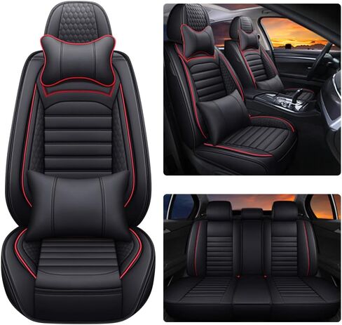 Leather Car Seat Covers for Volkswagen Atlas 2018-2024,Car Seat Covers Full Set,Seat Covers with Safety,Waterproof Seat Cover Compatible Airbag(5pcs Coffee Luxury) in Kuwait