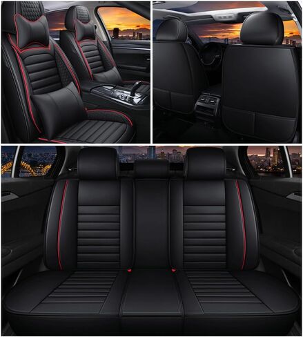 Leather Car Seat Covers for Volkswagen Atlas 2018-2024,Car Seat Covers Full Set,Seat Covers with Safety,Waterproof Seat Cover Compatible Airbag(5pcs Coffee Luxury) in Kuwait