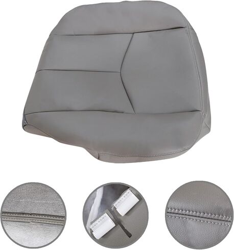 4pcs سائق ومسافر أسفل وأعلى أغطية المقعد الجلدي الخلفي Lean الرمادي الفاتح #922 أو 92i متوافق مع Chevy Silverado Suburban Avalanche GMC Sierra Tahoe Yukon 2003 2004 2005 in Kuwait