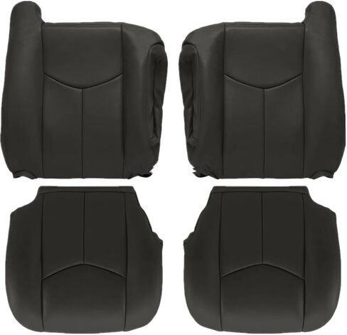 4PCS Driver & Passenger Bottom & Top Lean Back Leather Seat Covers Light Gray #922 or 92i Compatible with Chevy Silverado Suburban Avalanche GMC Sierra Tahoe Yukon 2003 2004 2005 2006 in Saudi Arabia