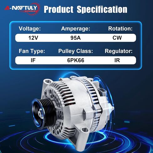 Alternator Replacement for Ford Ranger F150 E150 Explorer Escort Aerostar Bronco Pickup 2.3 2.3L 3.0L 4.0L 5.0L 5.8L 1992 1993 1994 1995 1996 1997, F07F-10300-AA F07U-10300-AA AFD0012 in Saudi Arabia