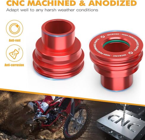 NICECNC Red Rear Wheel Bushings Compatible with Beta RR RR-S 125-520 2T/4T 2013-2024 Xtrainer 250 300 2015-2024 CNC-machined Rear Wheel Axle Seals Kit See Fitment in Saudi Arabia
