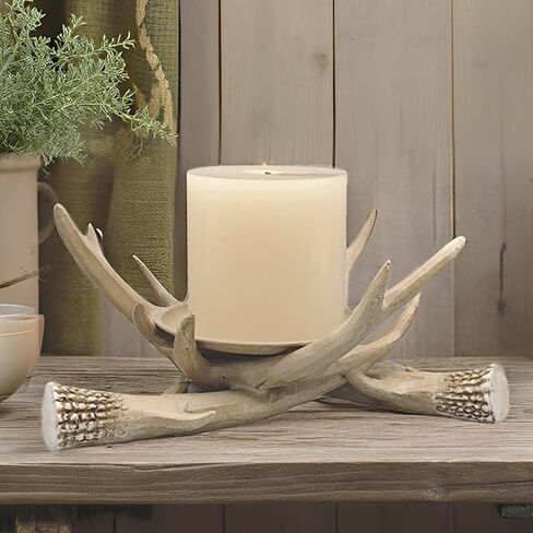 Art Candlestick Holders,8" Deer Antlers Sculpture, Vintage Christmas Decoration for Home Decor Candlestick/for Dinner Table Fireplace Wedding Party Anniversary Deco in Saudi Arabia