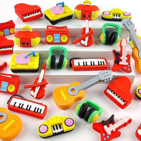 30 pcs Musical Erasers for Kids Classroom Prizes，Puzzle Eraser 3D Take Apart Musical Instrument Pencil Erasers for Kids Classroom Prizes, Class Treasure Box,Game Rewards,Party Favors in Saudi Arabia