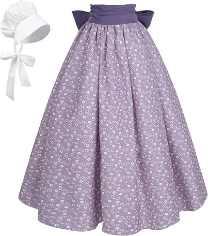 NSPSTT Women Pioneer Colonial Skirt Girls Peasant Prairie Skirt Civil War Trek Floral Costume in Kuwait