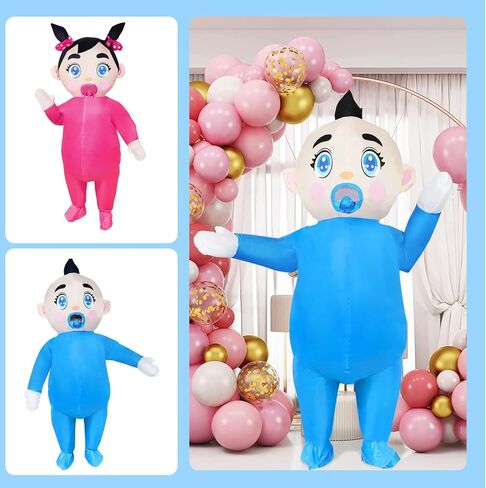 96 Inch Giant Inflatable Adult Baby Costume Baby Blow Up Costume Boy and Girl Gender Reveal Costume Halloween Cosplay in Kuwait