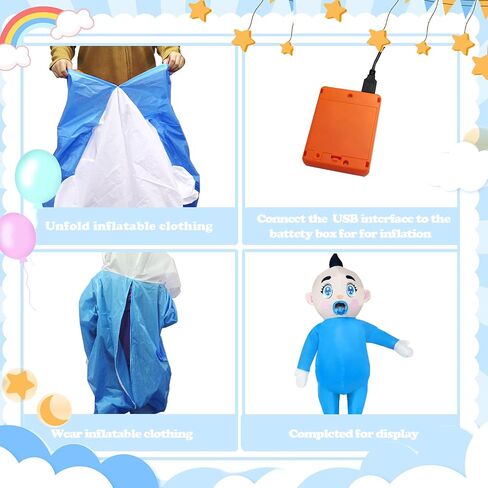 96 Inch Giant Inflatable Adult Baby Costume Baby Blow Up Costume Boy and Girl Gender Reveal Costume Halloween Cosplay in Kuwait