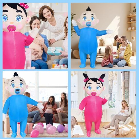 96 Inch Giant Inflatable Adult Baby Costume Baby Blow Up Costume Boy and Girl Gender Reveal Costume Halloween Cosplay in Kuwait