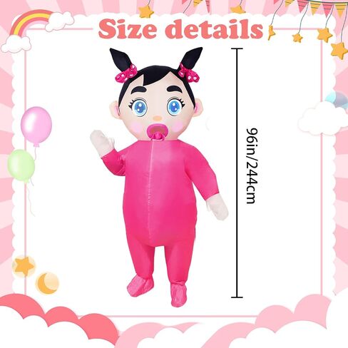 96 Inch Giant Inflatable Adult Baby Costume Baby Blow Up Costume Boy and Girl Gender Reveal Costume Halloween Cosplay in Kuwait