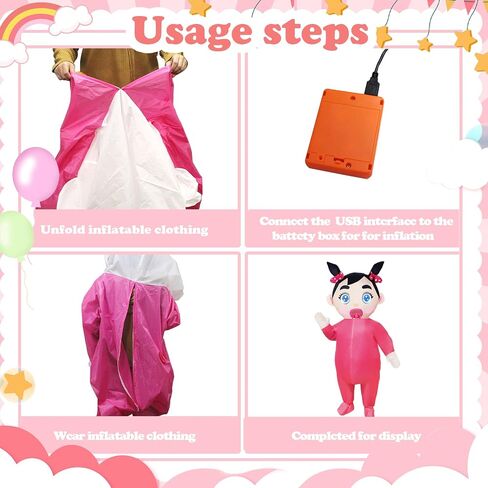 96 Inch Giant Inflatable Adult Baby Costume Baby Blow Up Costume Boy and Girl Gender Reveal Costume Halloween Cosplay in Kuwait