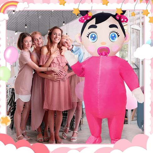 96 Inch Giant Inflatable Adult Baby Costume Baby Blow Up Costume Boy and Girl Gender Reveal Costume Halloween Cosplay in Kuwait