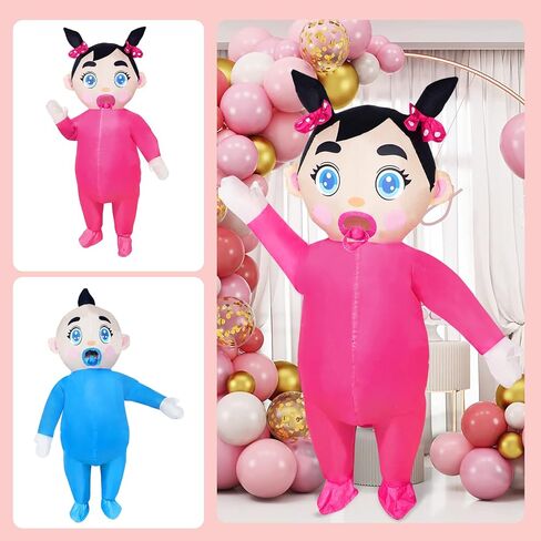 96 Inch Giant Inflatable Adult Baby Costume Baby Blow Up Costume Boy and Girl Gender Reveal Costume Halloween Cosplay in Kuwait