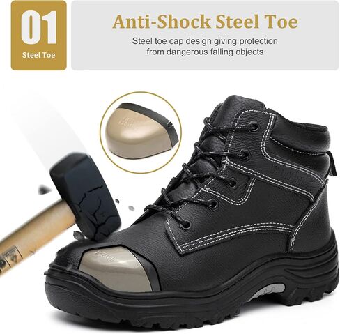 ANGRYRAM Work Boots for Men Steel Toe Boots Lightweight Indestructible Construction Safety Boots in Saudi Arabia
