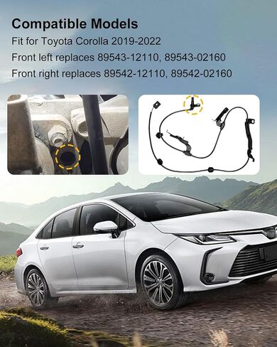 مستشعر سرعة عجلات ABS اليسرى اليسرى واليمين مناسب لـ Toyota Corolla 2019-2022 ، ABS Skid Control Sensor Warness استبدال 89542-12110 89543-12110 ، 2 حزمة in Saudi Arabia