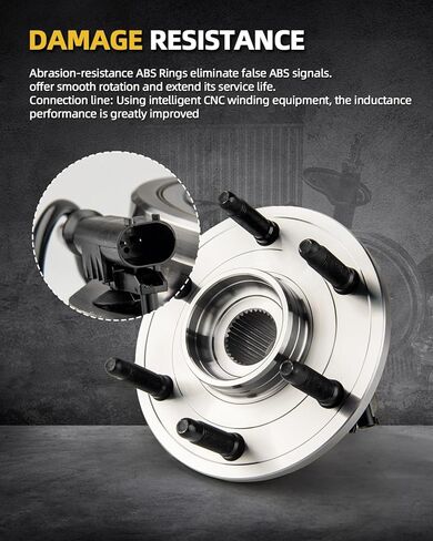 Front Wheel Bearing Hub Compatible with G37 2008-2013, Q50 2014-2023, FX35 2003-2012, G35 2007-2008, 370Z 2009-2020, M35 QX50 Q60 EX35 M37 QX70 G25 2011-2012 w/ABS 5-Lug 513334 in Kuwait