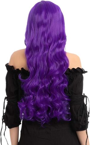 Long Curly Wavy White Wig for Women Girls Halloween Costume,Natural Synthetic Hair Replacement Wig for Movie Anime Character Cosplay Costume | Compatible with Elf Fairy Wig or Men Witch Wig in Saudi Arabia