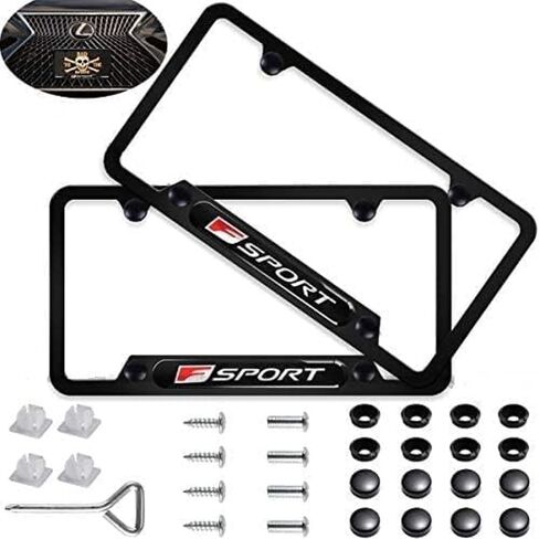 F-Sport Red Logo Carbon Look Look Look Cover Cover Frame Stailless Steel Black for Lexus (1) in Saudi Arabia
