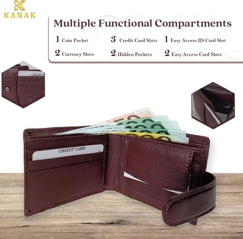 سهولة الوصول إلى محفظة جلدية أصلية ، bifold مضغوط مع إغلاق علامة التبويب ، أسود ، 4.3 بوصات × 3.5 بوصة × 0.60 بوصة in Saudi Arabia