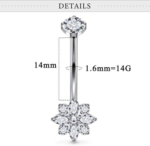 Long Belly Button Rings Hypoallergenic Titanium Belly Button Ring 14mm Navel Rings for Women 14G Long Bar Navel Piercing Jewelry in Kuwait