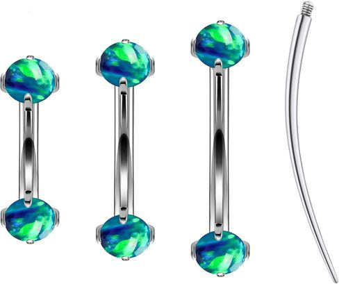 Ruifan 16g Rook Piercing Jewelry Titanium Internally Threaded Opal Curved Barbell Eyebrow Tragus Helix Conch Lobe Labret Earrings Lip Rings Body Piercing Jewelry For Women Men 6mm 8mm 10mm in Saudi Arabia