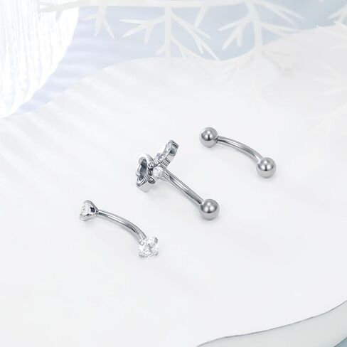 Ruifan 16g Rook Piercing Jewelry Titanium Internally Threaded Butterfly Dragonfly CZ Ball Curved Barbell Eyebrow Tragus Helix Conch Lobe Labret Earrings Lip Rings Body Piercing Jewelry For Women Men in Saudi Arabia