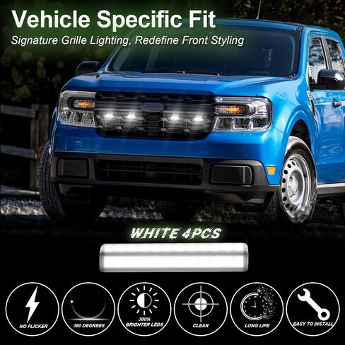 4 PCS LED مصابيح مصبغة لعام 2024 Ford Maverick Accessories 2022 2023 Front Grill Inserts Light Ligh in Kuwait